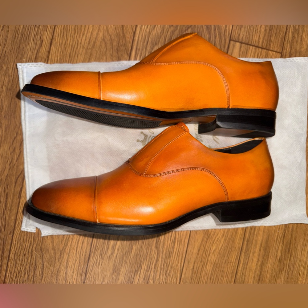 Gifennse Handmade Leather dress shoe's slip on loafers brown Men's size 7.5/39 - Picture 11 of 15